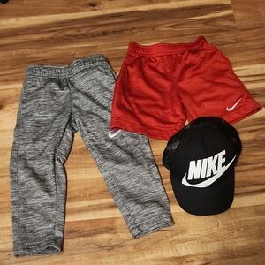 Nike Kids Gray Joggers and Red Shorts Set